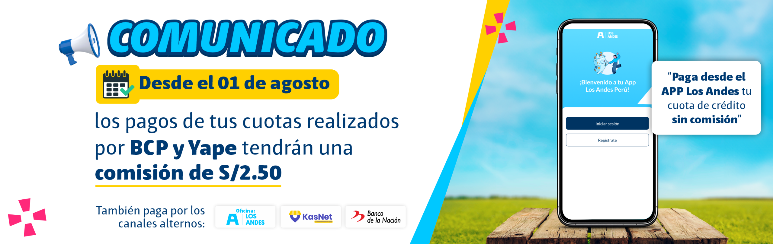 banner comunicado comision desde 1 de agosto